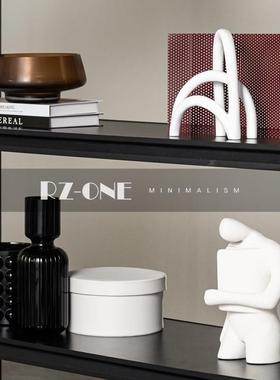 现代客厅开放格书柜桌面摆件高档样板房软装组合轻奢设计师软装