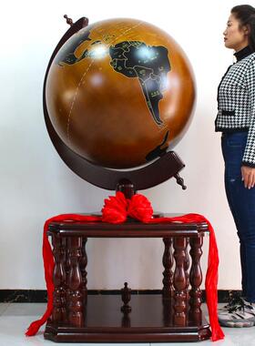 地球仪摆件实木落地纯铜公司开业乔迁学校办公室摆件装饰品工艺品