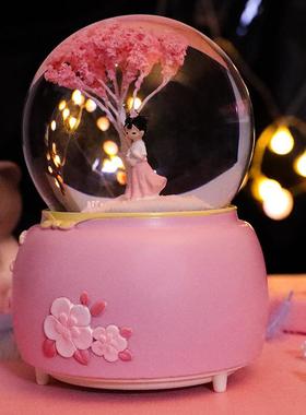 汉服女孩水晶球音乐盒摆件少女心送儿童女孩女生生日礼物创意可爱