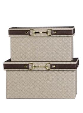 现代简约样板房间衣帽间收纳盒摆件全屋定制展厅皮质收纳箱装饰品