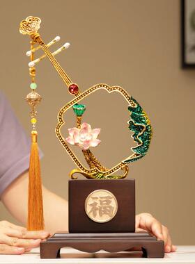 新中式琵琶高级感摆件家居装饰客厅玄关样板间珐瑯彩创意国风礼品