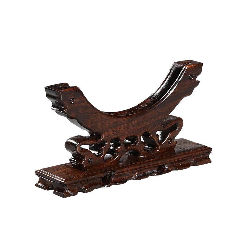 黑檀木平安扣底座托架实木圆形摆件架磁盘玉片玉璧茶饼圆盘置物架 - 图3