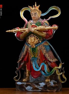 铜像伽蓝菩萨韦陀菩萨佛像左右护法关公韦驮伽蓝韦陀佛像供奉摆件