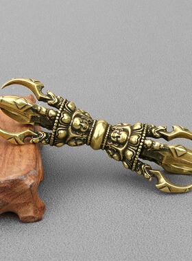 金刚杵创意手作古铜工艺品收藏摆件仿古玩铜器西藏降魔杵法器