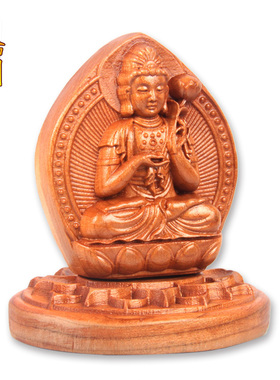 桃木汽车摆件创意车载车内装饰品属马本命佛守护神大势至菩萨佛像