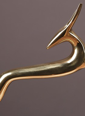 黄铜轻奢创意大理石鹿摆件家居客厅摆设样板房玄关酒柜饰品礼品