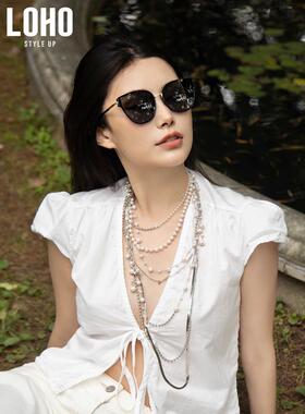 LOHO猫眼墨镜女2023新款高级感偏光太阳镜防晒韩版潮大脸显瘦眼镜