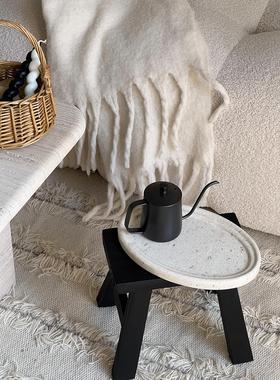 WHITE GARDEN原创天然大理石椭圆托盘简约现代香薰收纳盘高级摆件