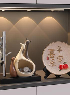 三口鹿钥匙收纳玄关摆件入户门家居客厅轻奢高档桌面装饰乔迁礼品