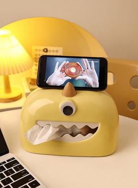 创意高看小怪物陶瓷纸巾盒卡通可爱家用纸巾盒有趣的生日礼物