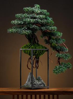 新的中国风模拟欢迎松木创意客厅装饰品入口办公室装饰盆景地板站