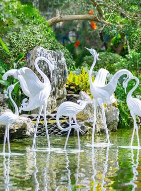 户外彷铜仙鹤雕塑玻璃钢售楼处园林公园庭院丹顶鹤水池塘景观摆件