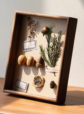 黑胡桃实木乾燥花相框蝴蝶植物标本中空画框diy手工榫卯相框展示