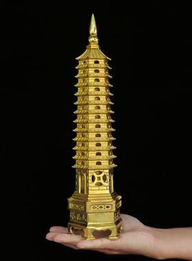 精工纯铜文昌塔宝塔7层9层13层镇妖塔家居书房书桌办公室学生摆件