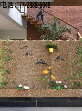 流水屏风户外假山喷泉瀑布鱼池庭院大型石材水幕墙造景观公司装饰