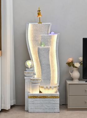 欧式风格风水球喷泉落地摆件玻璃鱼缸流水装饰家居玄关循环加湿器