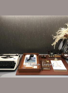 现代样板房间书房书桌文具印章笔记本组合套装装饰摆件饰品工艺品