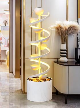 现代客厅落地式无障碍豪华流水饰品循环水电视沙发旁边装饰乔迁礼