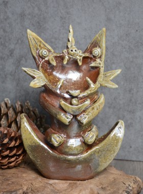 云南大理丽江手工原创瓦猫摆件家居办公室装饰品开业送人伴手礼品