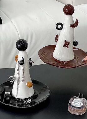 北欧风陶瓷收纳架创意女巫帽造型伴手乔迁礼家用玄关钥匙收纳摆件