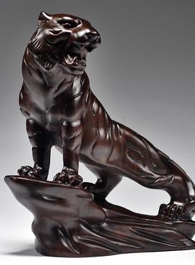 黑檀木雕老虎摆件生肖老虎实木质虎家居桌面办公摆设开业工艺礼品