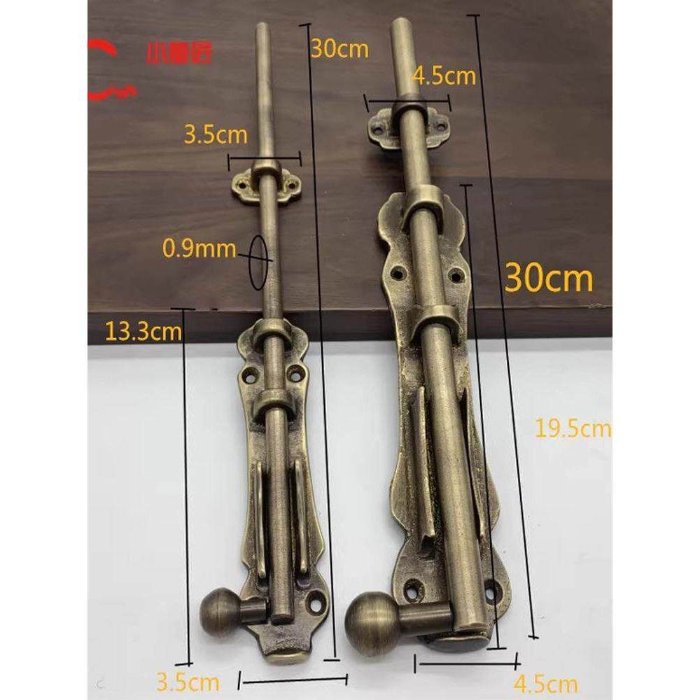 中国风门铜门闩彷古花园门锁门锁扣天地门闩地插延长木门纯铜门闩 - 图2