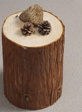森系天然带d皮杉木桩实木茶几凳原木树墩底座服装店庭院摆件造型