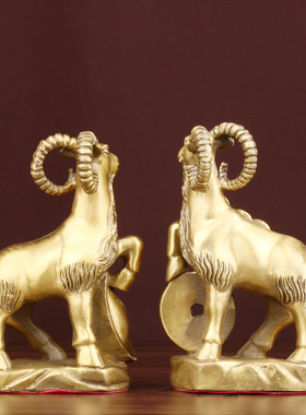 纯铜羊摆件金钱羊铜工艺品家居客厅装G饰品生肖羊一对属羊中式礼
