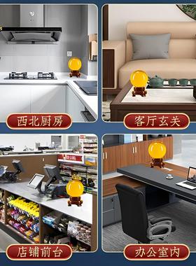 天然黄色真水晶球原石厨房客厅装饰办公室高档招财风水转运球摆件