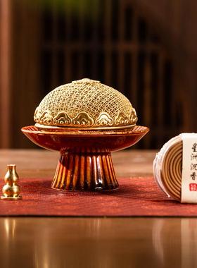 朱炳仁铜蒸蒸日上小财包花丝香薰套装摆件中式茶桌案台布置香炉