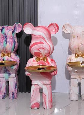 熊托盘大装饰品客厅落地式存钱罐钥匙收纳沙发电视柜装饰