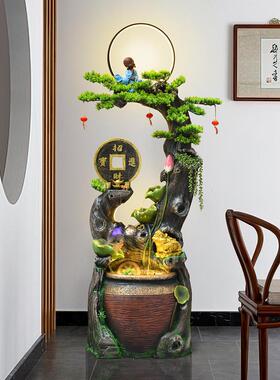 中式假山流水喷泉加湿器摆件生财客厅循环山水景落地新居开业礼品