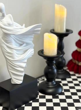 奶油风春风魅影抽象人物摆件玄关客厅酒柜书房白色艺术雕塑装饰品