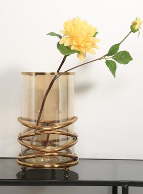 新中式家居饰品玻璃罩摆件美式轻奢玻璃工艺品摆设玄关桌面花瓶