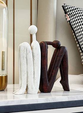 现代简约背靠背抽象人物书挡摆件办公室酒柜书架书房壁柜装饰书靠