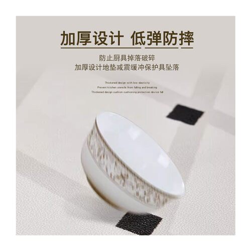 厨房防滑防油防水pvc地垫满铺可擦免洗耐脏大尺寸地毯蓝色灶台垫 - 图3