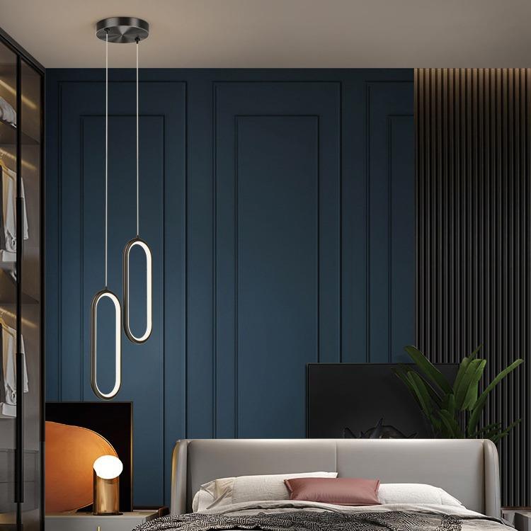卧室床头吊灯现代简约极简设计师长吊线北欧客厅背景墙餐厅小吊灯 - 图1