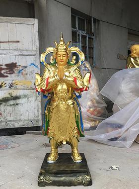 树脂玻璃钢佛像工艺品摆件 寺庙佛像 彩绘贴金1.55m合掌朝天韦陀