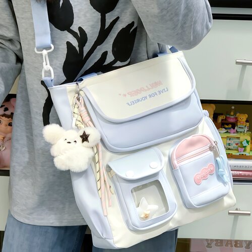 学生的斜挎包女生书包女孩手提提包补习补课袋小学生紫色小挎包女 - 图0