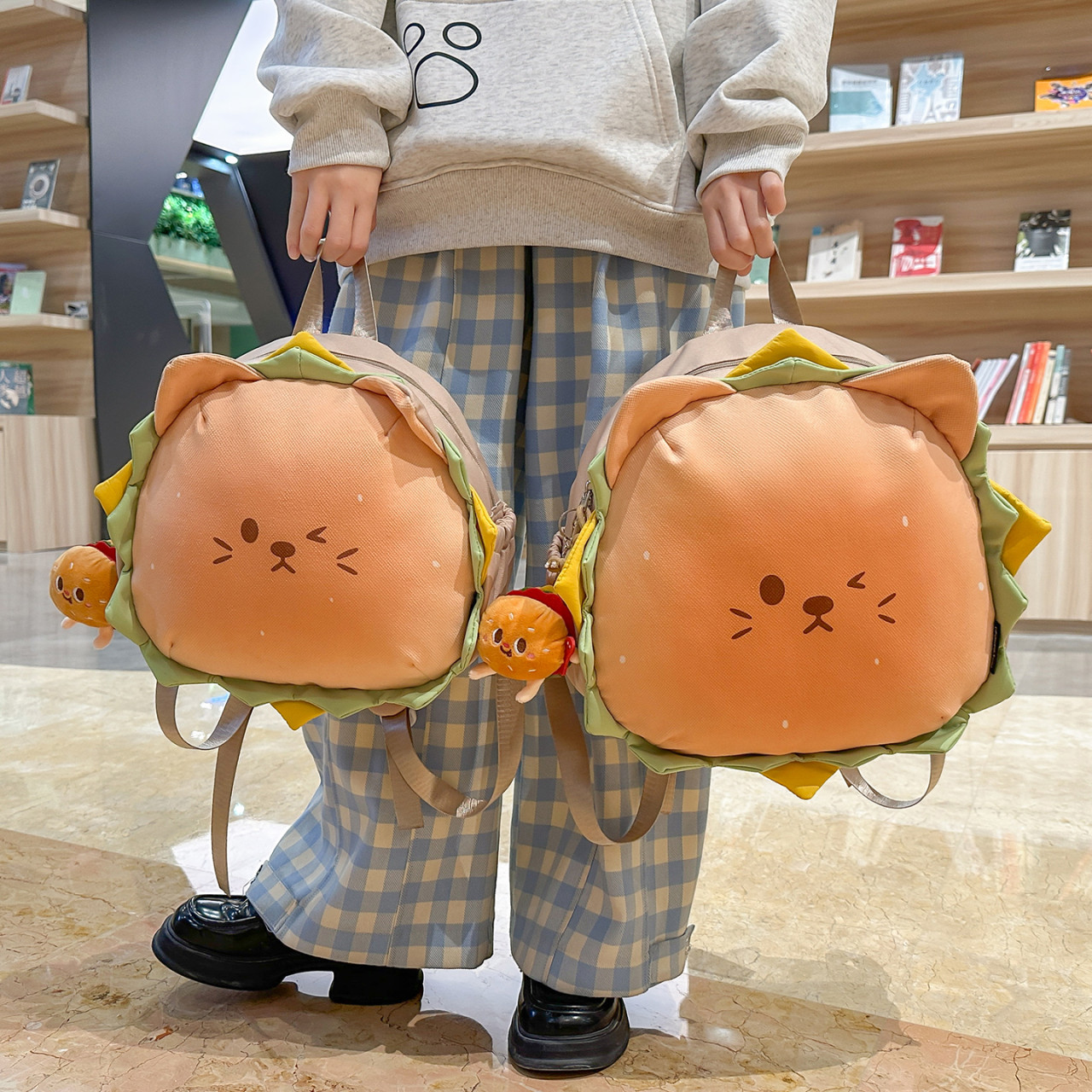 幼儿园女孩书包可爱搞怪汉堡双肩包高颜值小学生轻便外出小背包女,淘宝优惠券,粉丝福利购,淘宝优惠卷