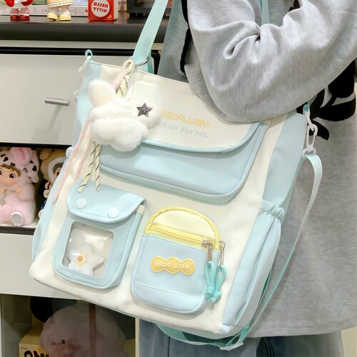 学生的斜挎包女生书包女孩手提提包补习补课袋小学生紫色小挎包女 - 图1