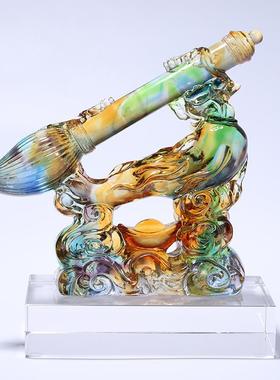 琉璃文昌笔摆件办公室书房桌面装饰生日退休毕业礼物刻字纪念品