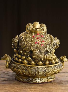 纯铜金蟾摆件招财金蝉三足蟾蜍金蝉店铺开业礼品客厅办公室装饰品