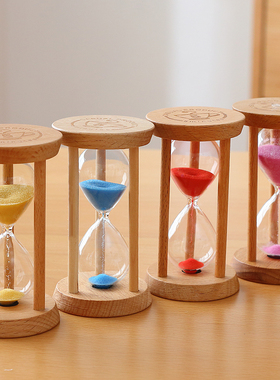 创意儿童刷牙小沙漏摆件倒计时器1/3/5分钟时间迷你玻璃木质礼物