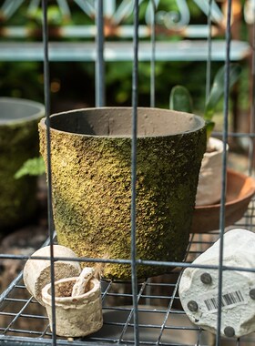 花盆做旧创意水泥多肉陶盆陶土粗陶透气园艺装饰花器花园绿植花盆