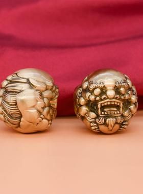 貔貅解压球手球实心纯黄铜雕刻手把件文玩工艺品摆件有求必应解压