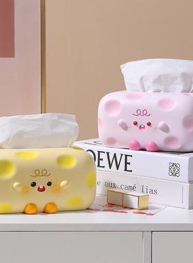 创意奶酪宝宝ins风纸巾盒客厅家用餐桌茶几餐边柜装饰摆件抽纸盒