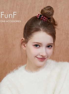 FunF/乐纷绮 丸子头发夹丸子夹醋酸小抓夹小号发饰气质少女格纹
