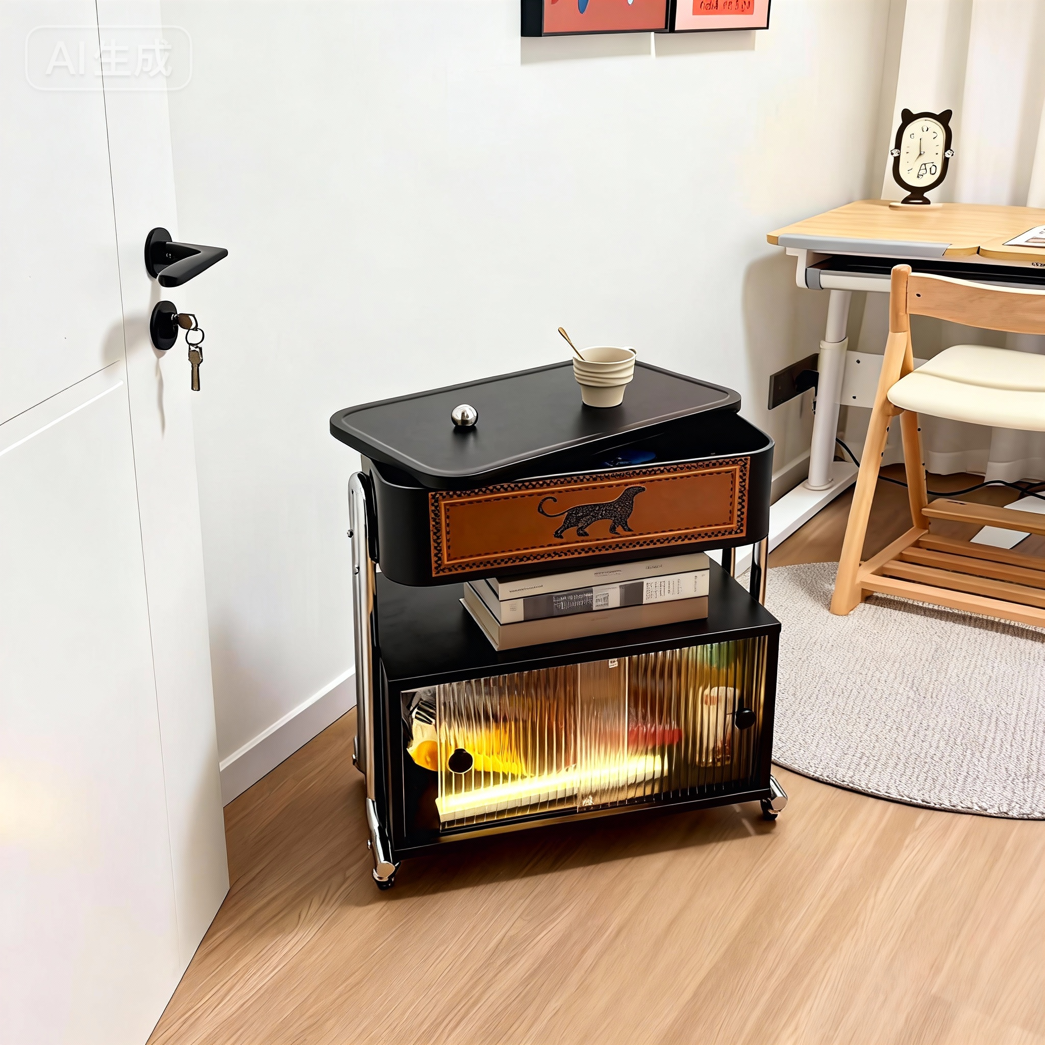 小户型实木可移动中古风沙发边几边桌置物架茶几客厅新款小推车,淘宝优惠券,粉丝福利购,淘宝优惠卷