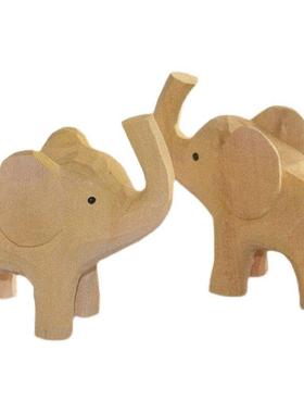 小象动物手工雕刻可爱软萌治愈少女心送礼生日礼物桌面木雕摆件
